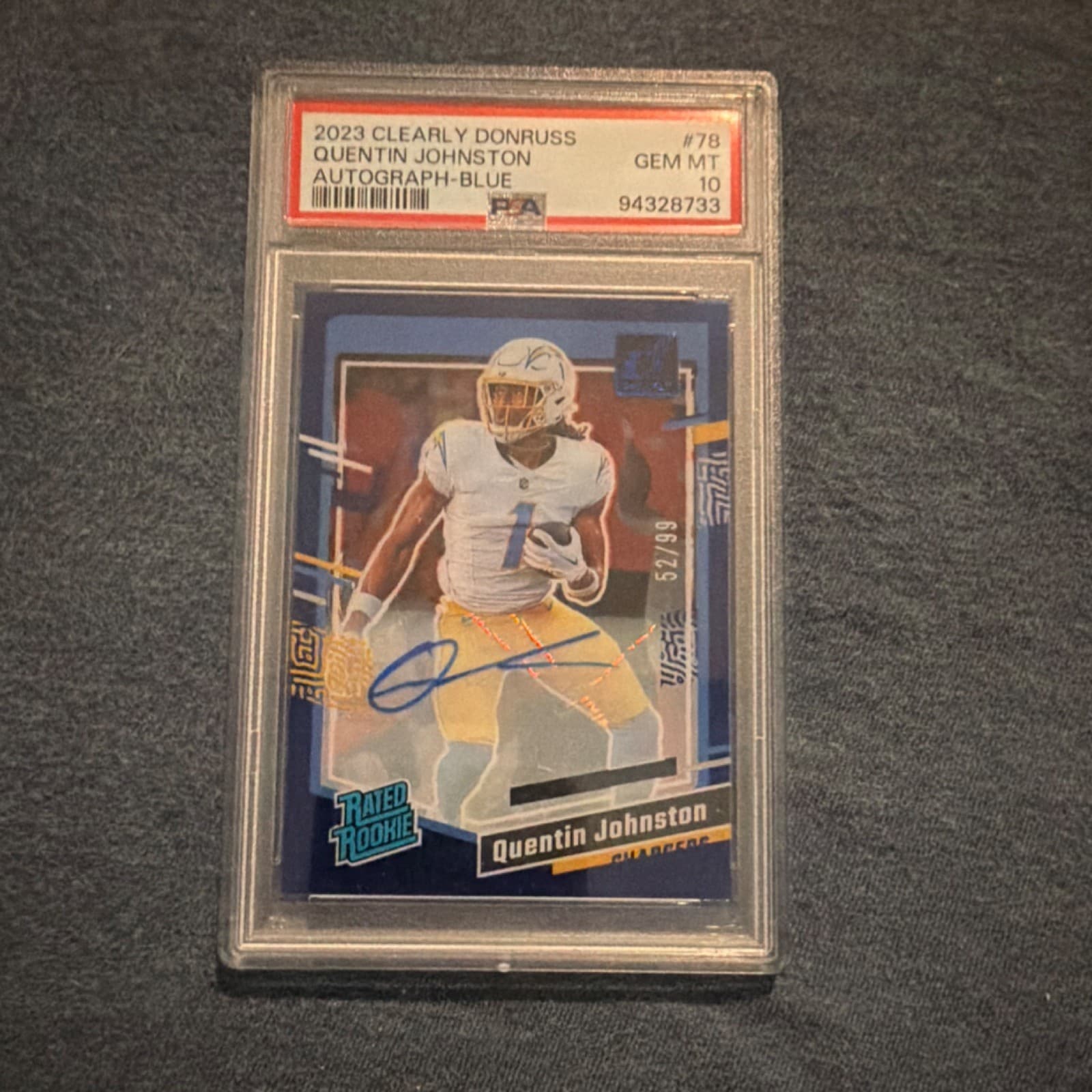 Quentin Johnston Panini Clearly Donruss #78 Autograph-Blue