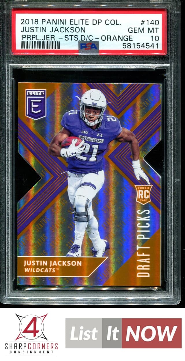 Justin Jackson Panini Elite Draft Picks Collegiate #140 Purple Jersey-Status Die-Orange