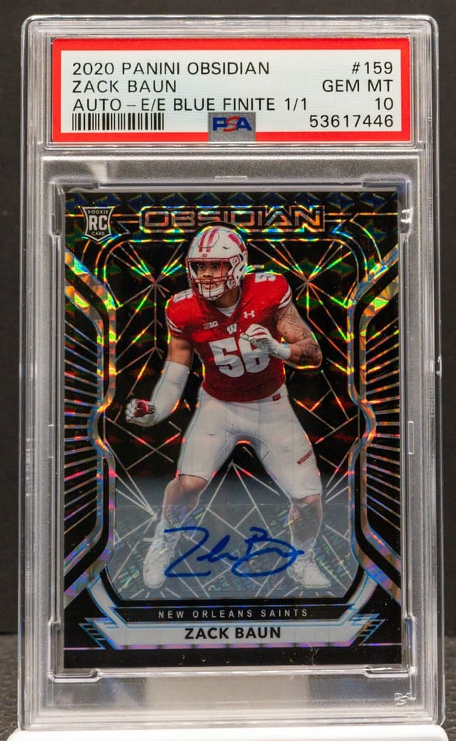 Zack Baun Panini Obsidian #159 Autograph-Electric Etch Blue Finite 1/1