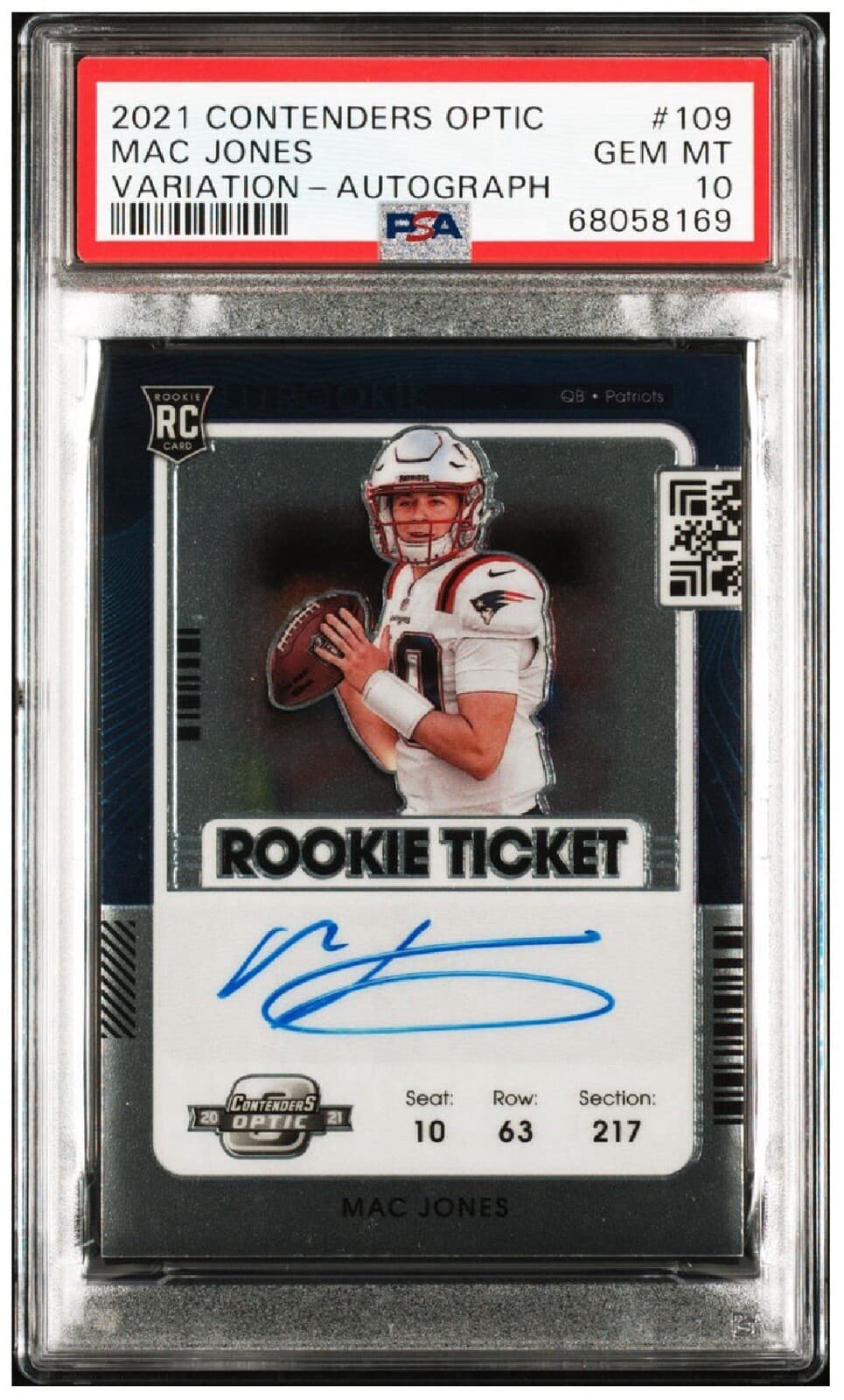 Mac Jones Panini Contenders Optic #109 Variation-Autograph