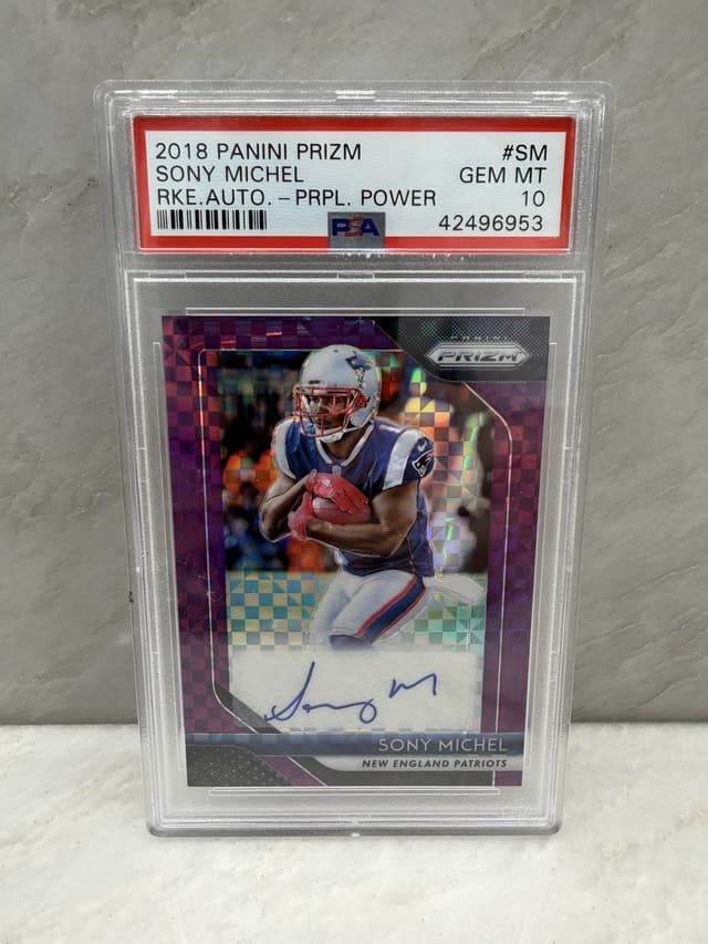 Sony Michel Panini Prizm Rookie Autographs #SM Purple Power