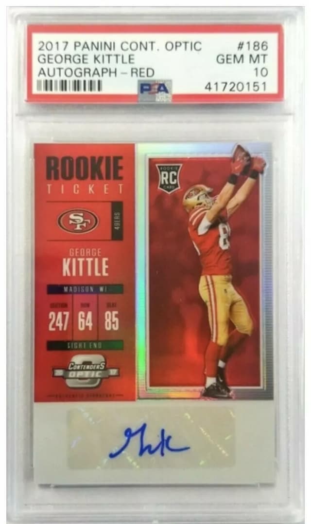 George Kittle Panini Contenders Optic #186 Autograph-Red