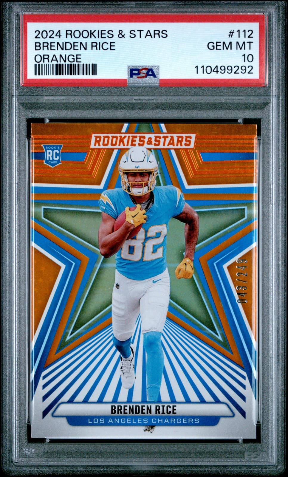 Brenden Rice Panini Rookies & Stars #112 Orange