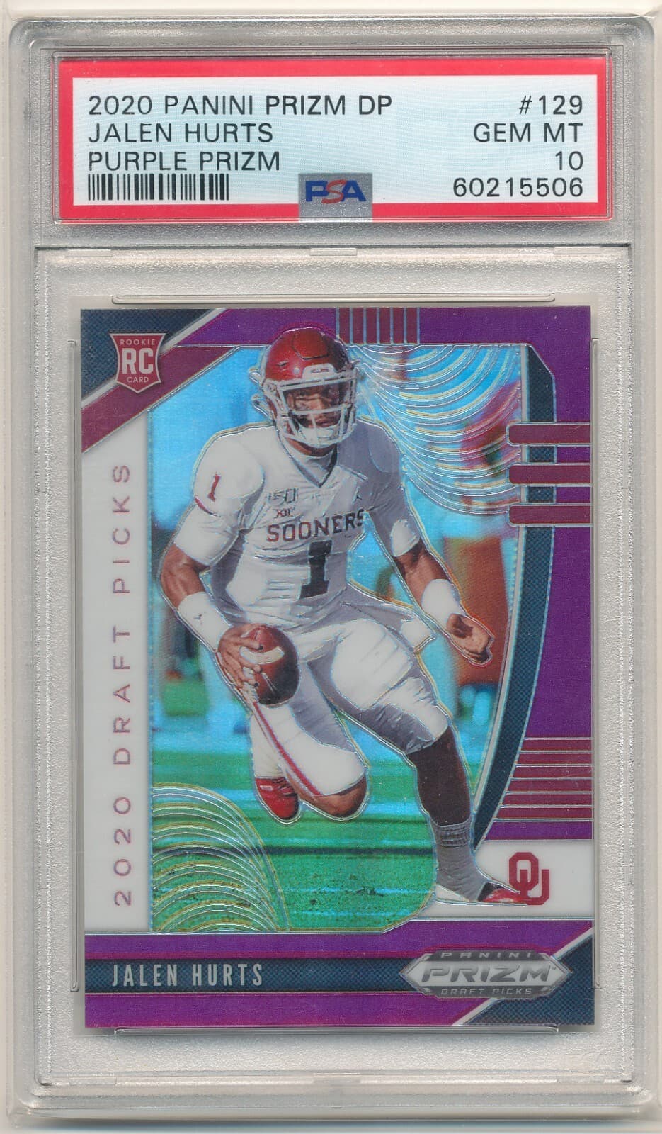 Jalen Hurts Panini Prizm Draft Picks #129 Purple Prizm