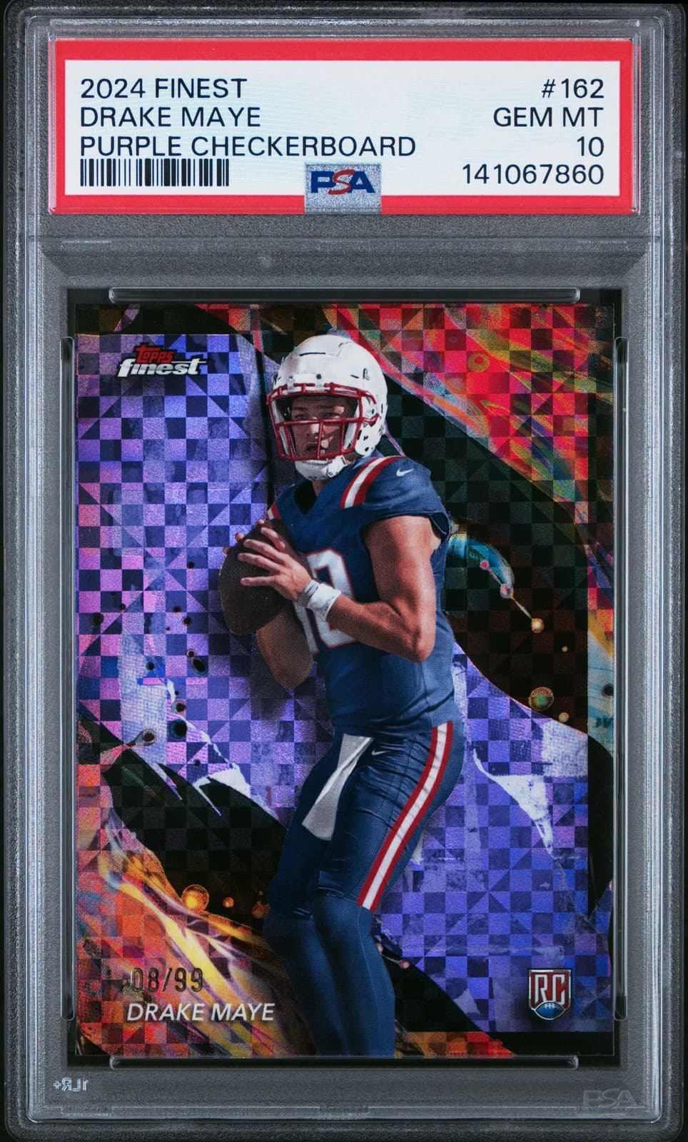 Drake Maye Topps Finest #162 Purple Checkerboard