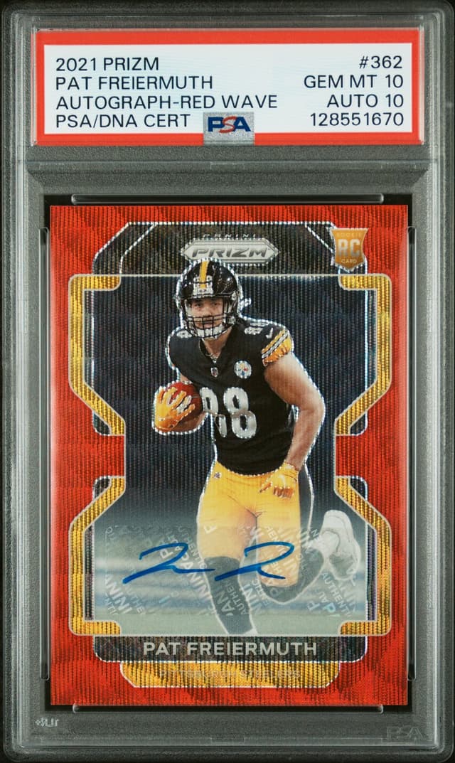Pat Freiermuth Panini Prizm #362 Autograph-Red Wave
