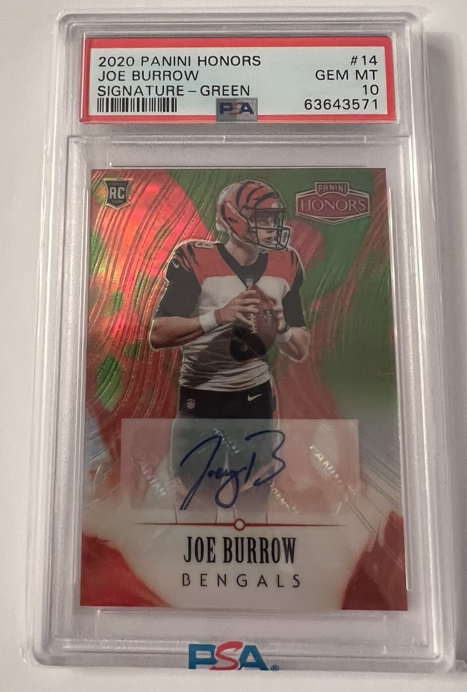 Joe Burrow Panini Honors #14 Signature-Green