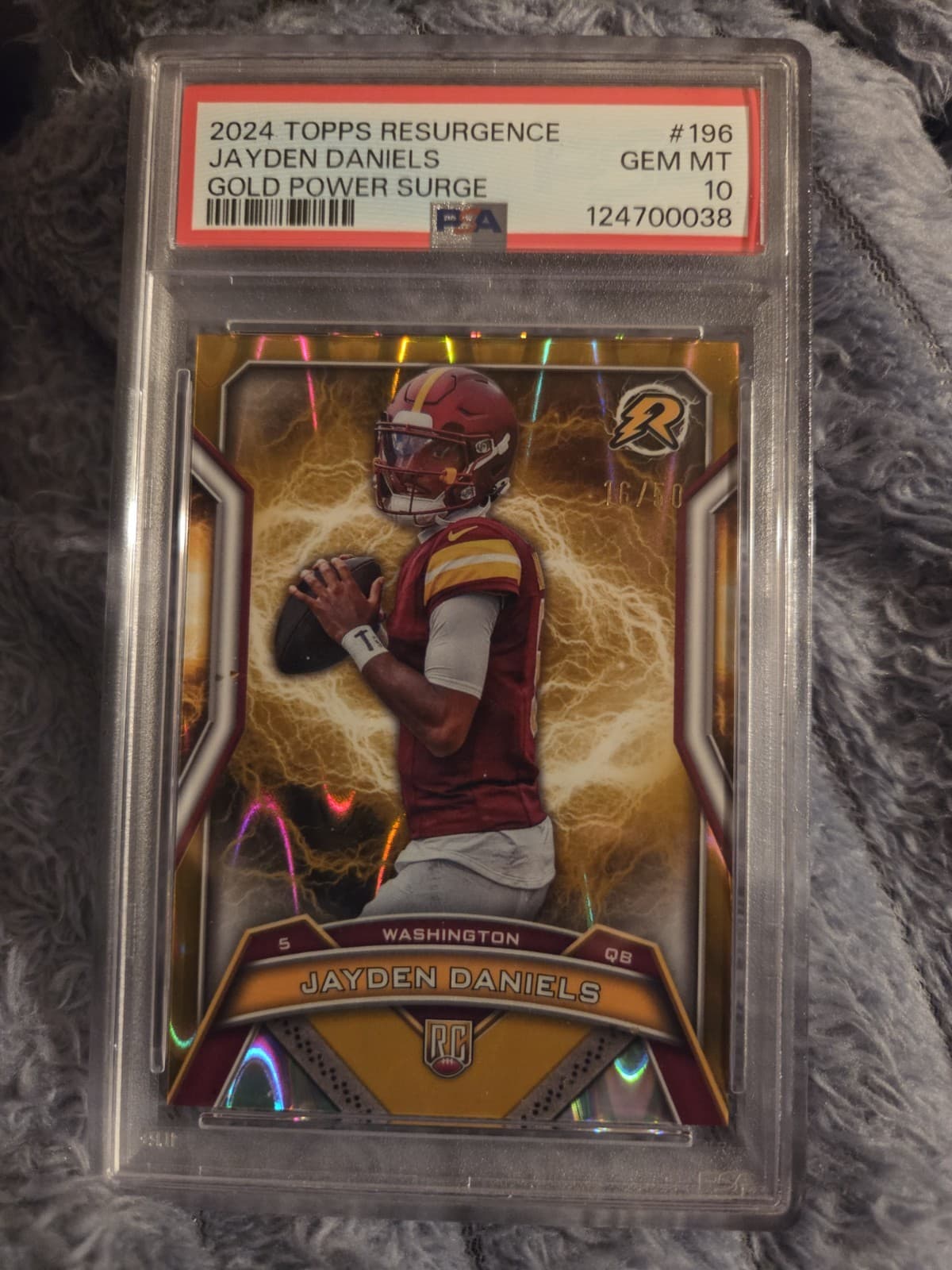 Jayden Daniels Topps Resurgence #196 Gold Power Surge