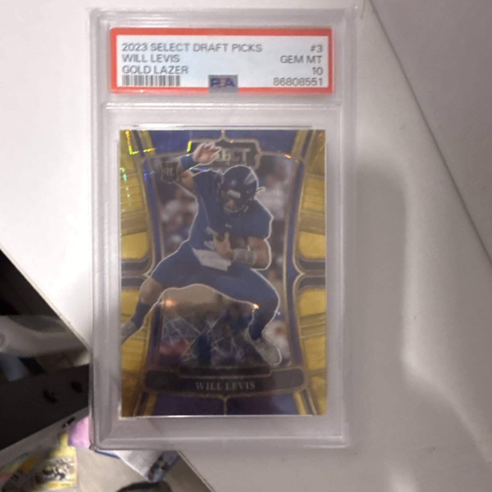 Will Levis Panini Select Draft Picks #3 Gold Lazer