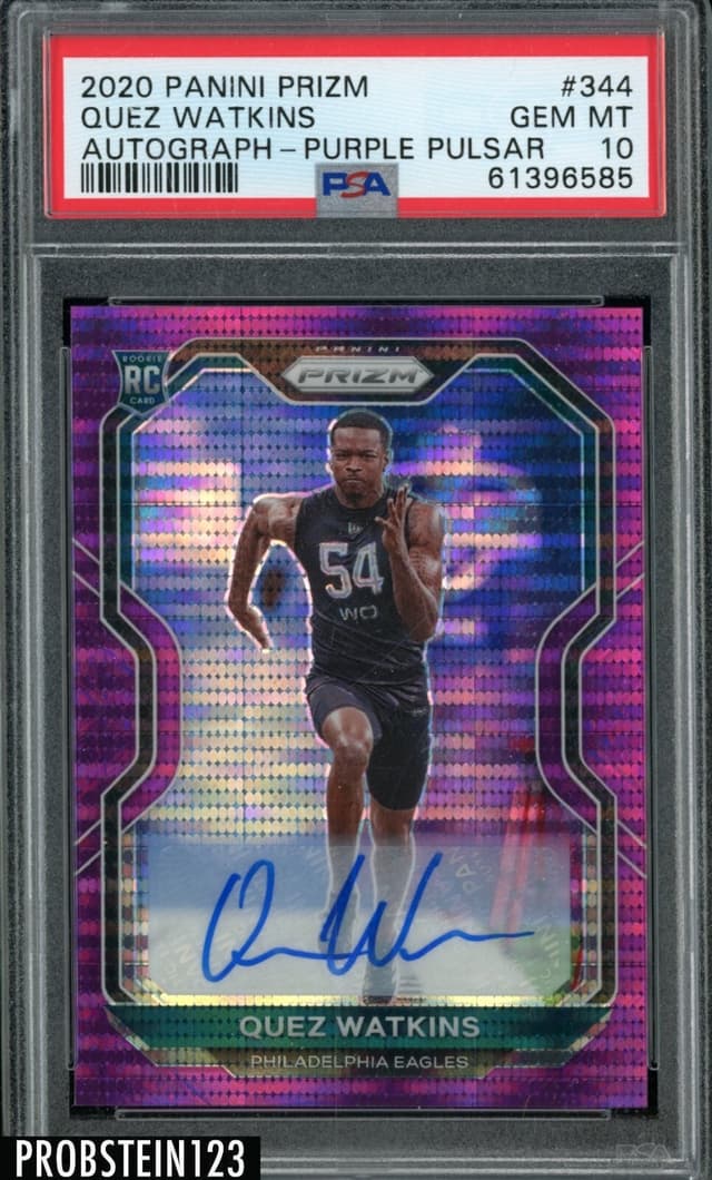 Quez Watkins Panini Prizm #344 Autograph-Purple Pulsar