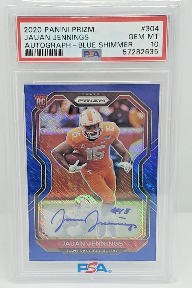 Jauan Jennings Panini Prizm #304 Autograph-Blue Shimmer