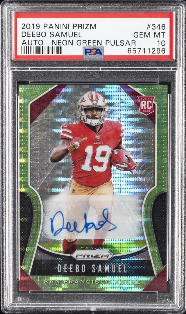 Deebo Samuel Panini Prizm #346 Autograph-Neon Green Pulsar