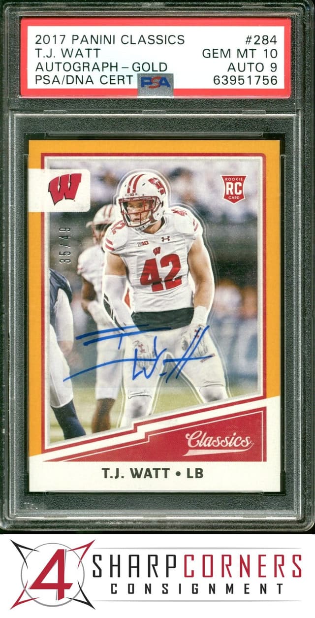 T.J. Watt Panini Classics #284 Autograph-Gold