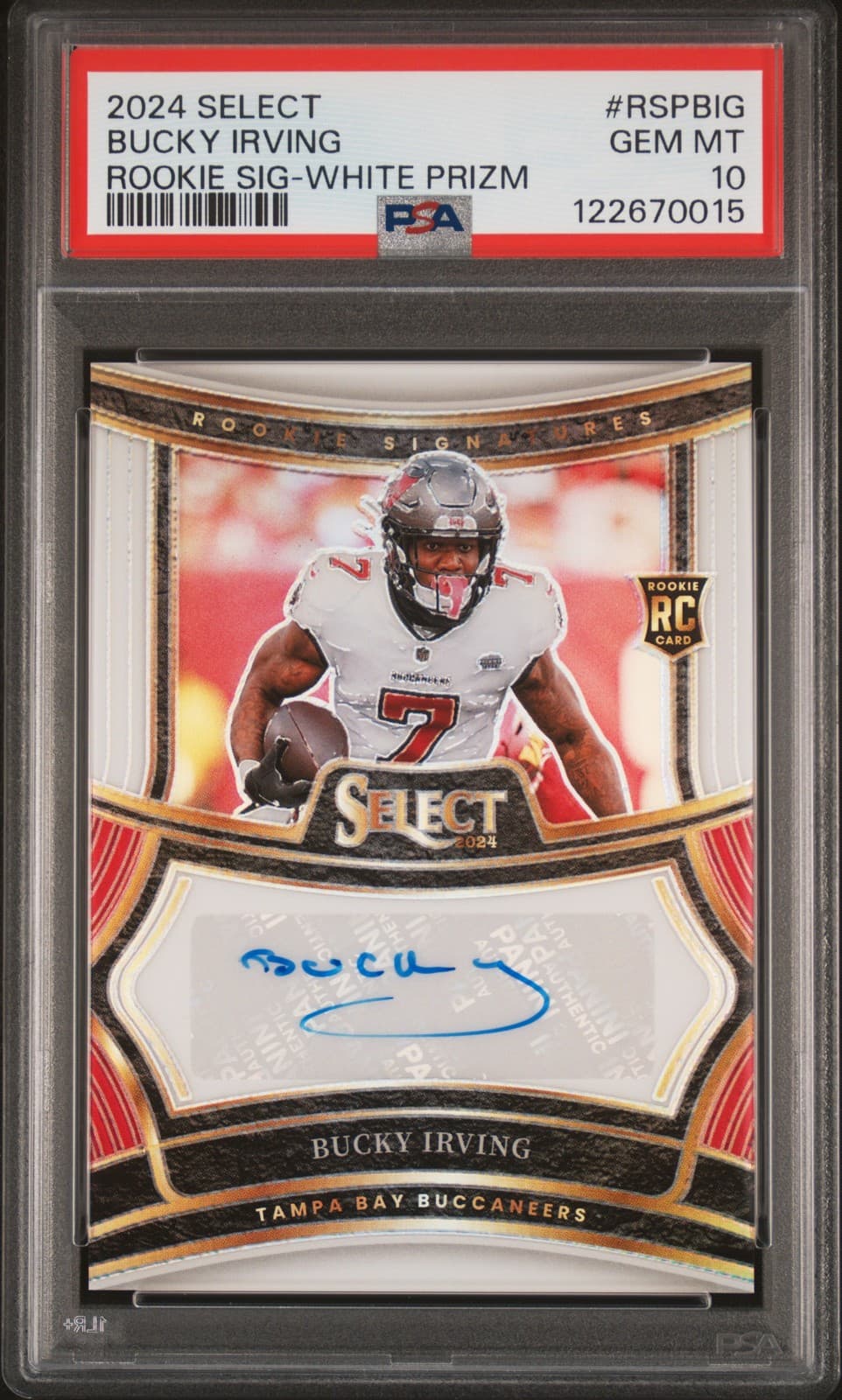 Bucky Irving Panini Select Rookie Signatures #RSPBIG White Prizm