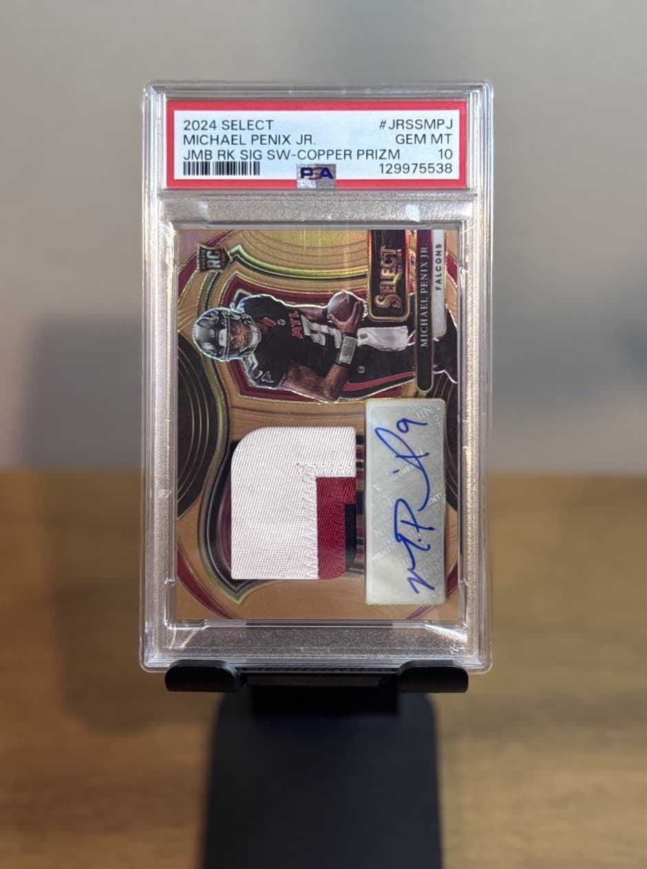 Michael Penix Panini Select Jumbo Rookie Signature Swatches #JRSSMPJ Copper Prizm