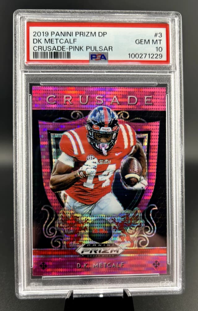 D.K. Metcalf Panini Prizm Draft Picks Crusade #3 Pink Pulsar