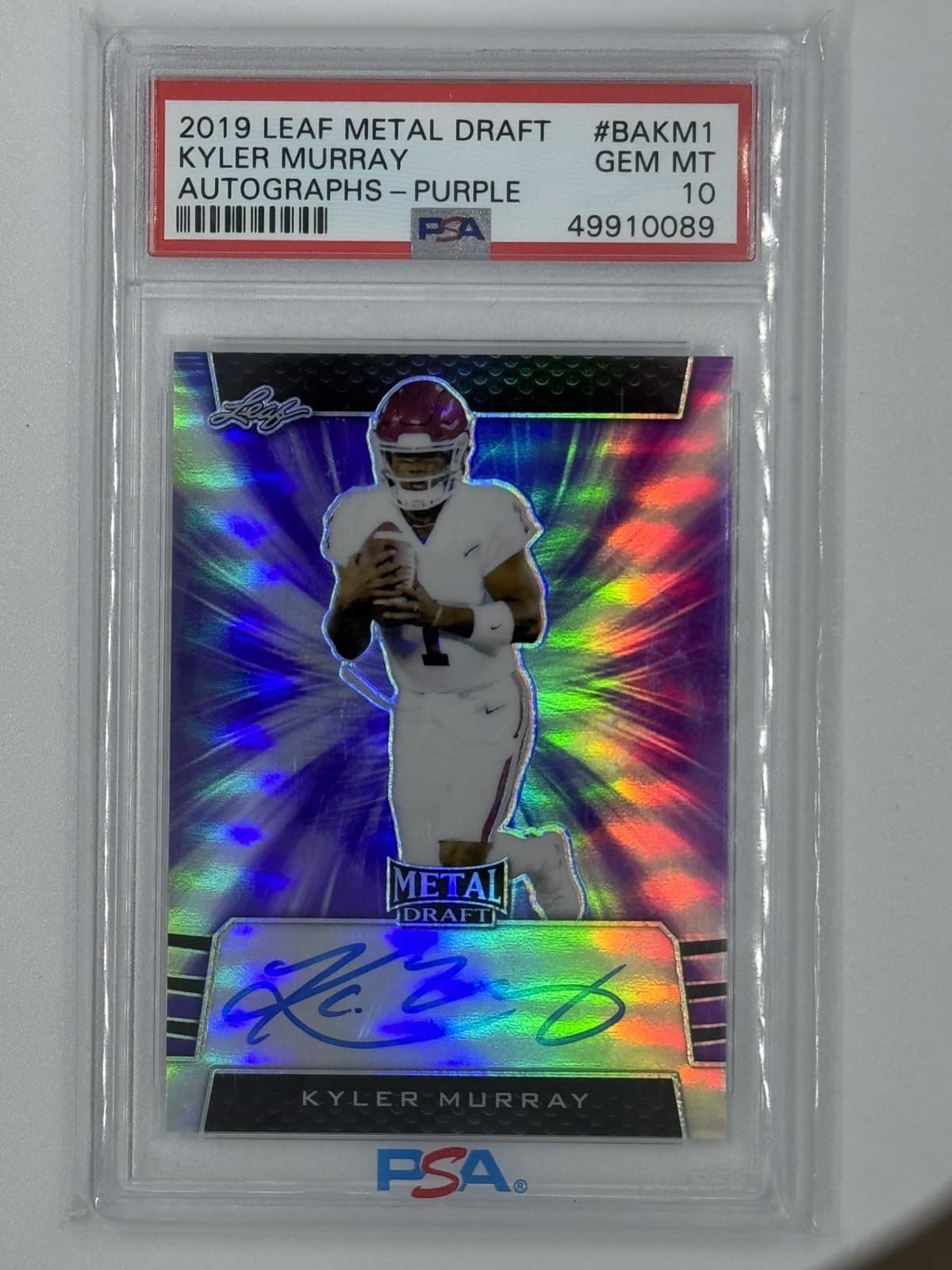 Kyler Murray Leaf Metal Draft Autographs #BAKM1 Purple