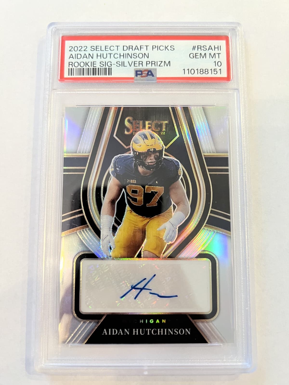 Aidan Hutchinson Panini Select Draft Picks Rookie Signatures #RSAHI Silver Prizm