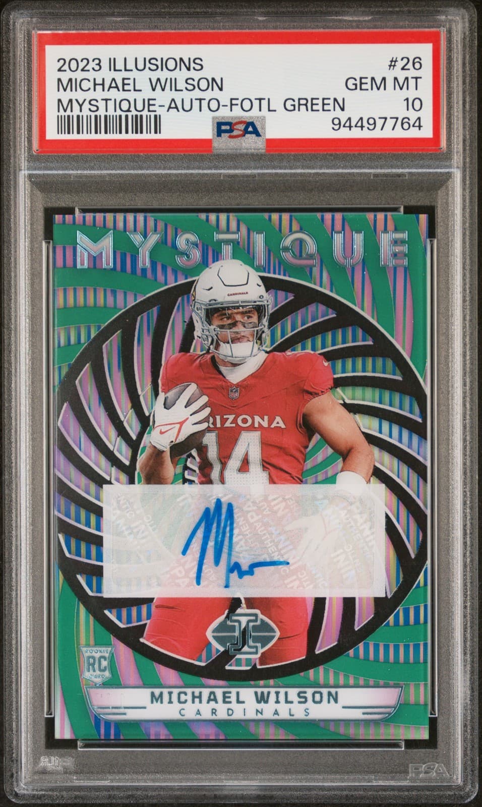 Michael Wilson Panini Illusions Mystique #26 Autograph-Fotl Green