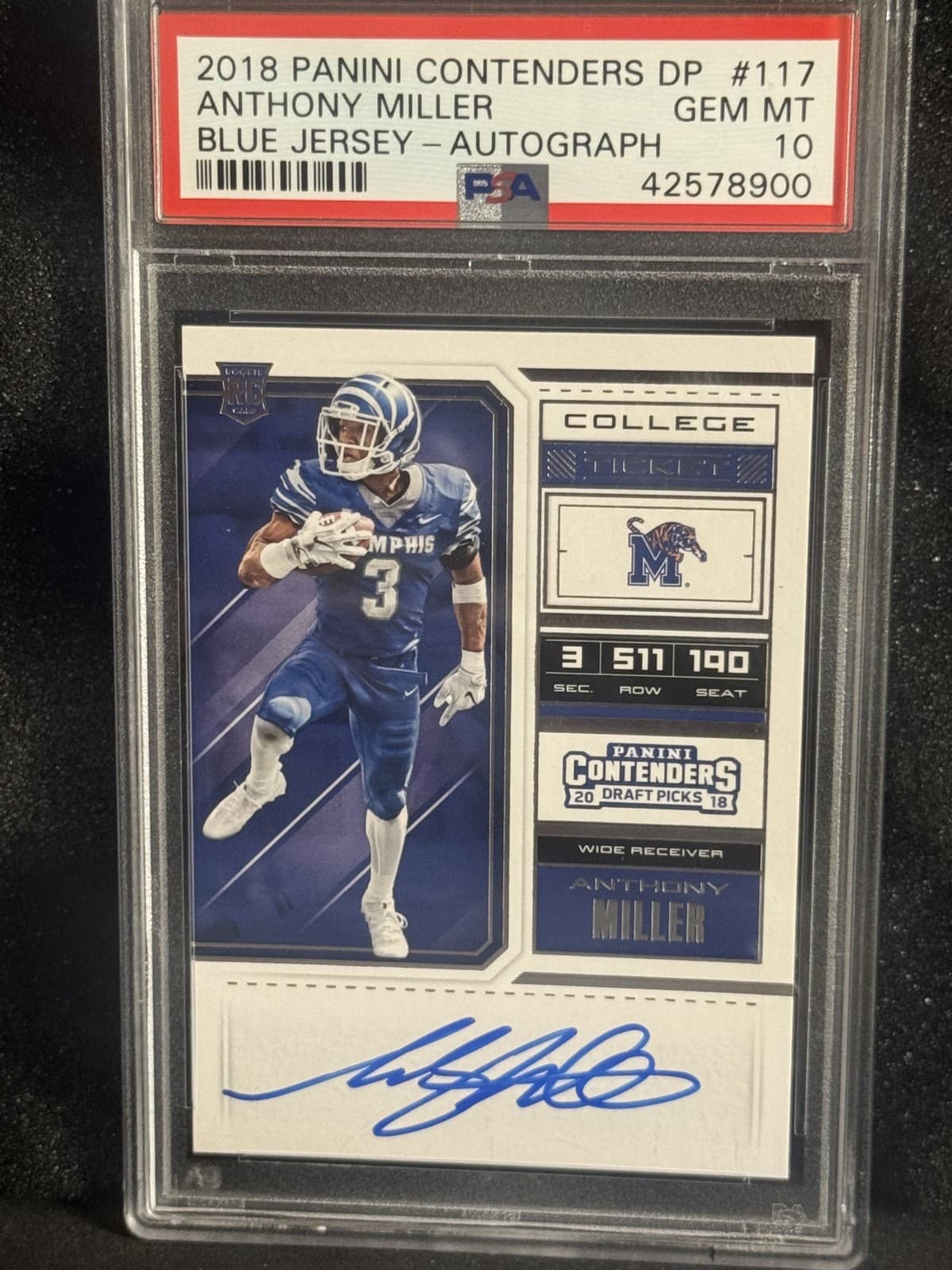 Anthony Miller Panini Contenders Draft Picks #117 Autograph-Playoff Ticket-Blue Jersey