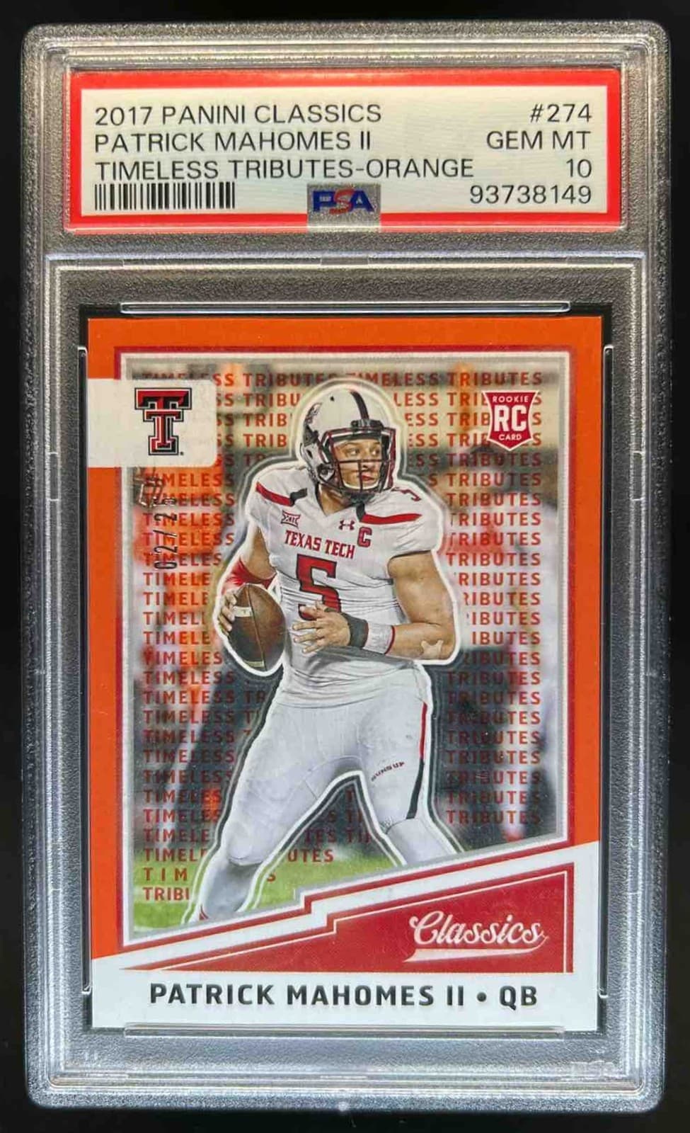 Patrick Mahomes Panini Classics #274 Timeless Tributes-Orange
