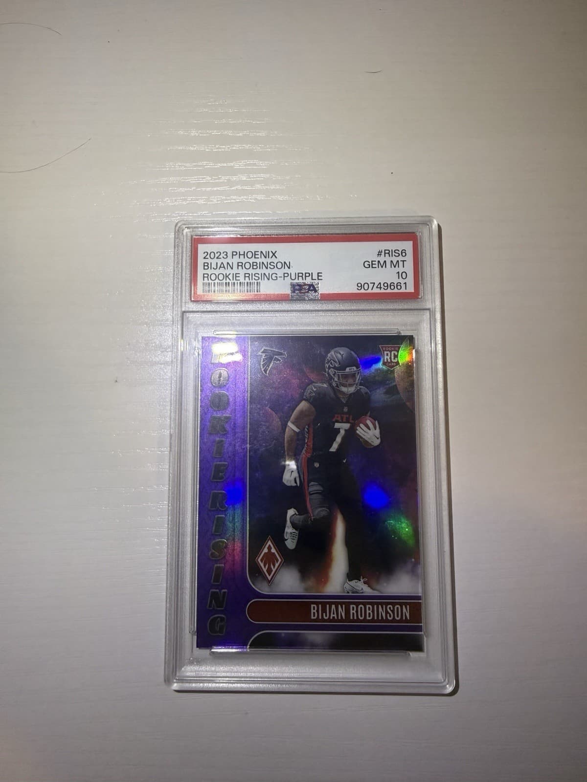 Bijan Robinson Panini Phoenix Rookie Rising #RIS6 Purple