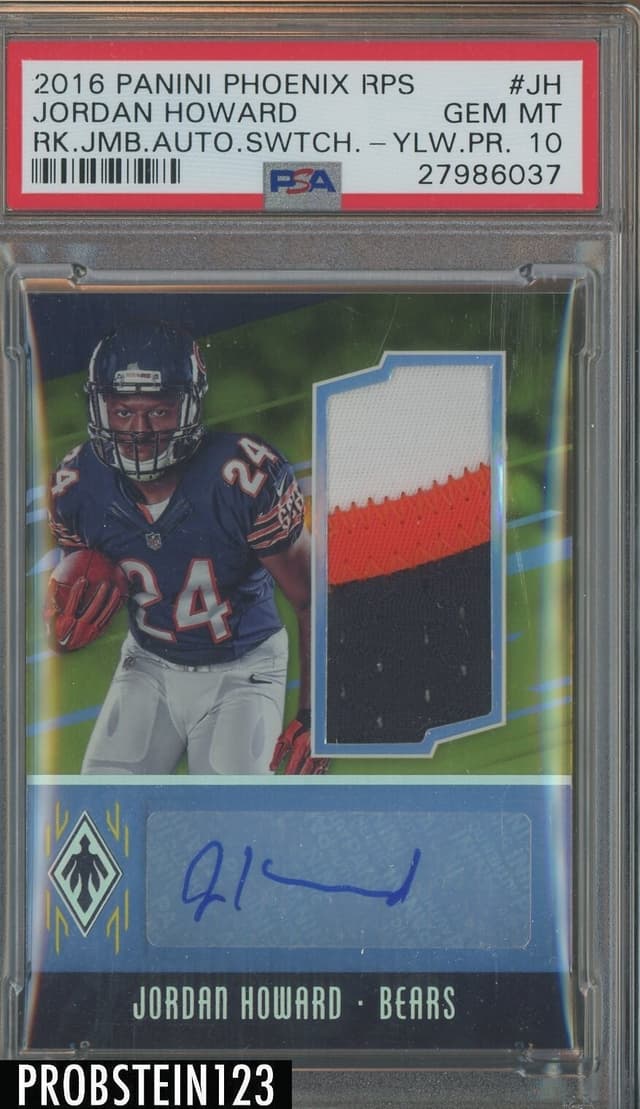 Jordan Howard Panini Phoenix Rps Rookie Jumbo Autograph Swatch #JH Yellow Prime
