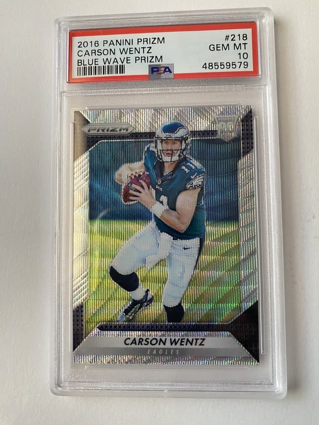 Carson Wentz Panini Prizm #218 Blue Wave Prizm