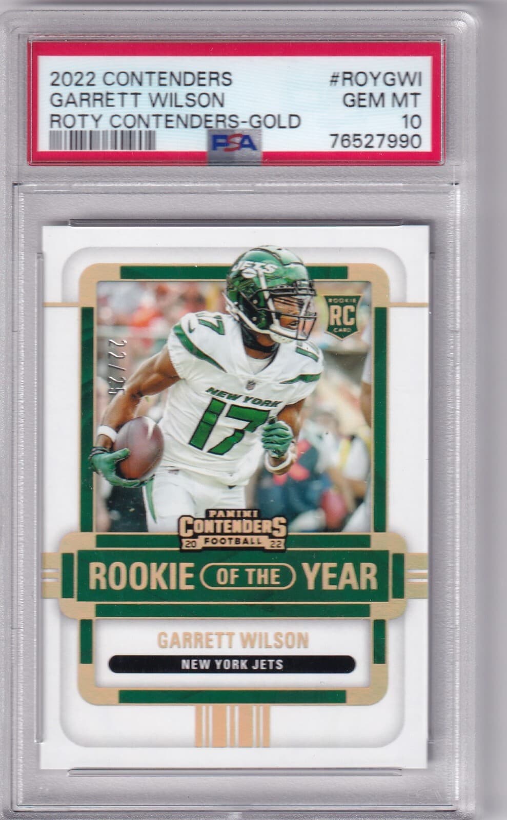 Garrett Wilson Panini Contenders Rookie of the Year Contenders #ROYGWI Gold