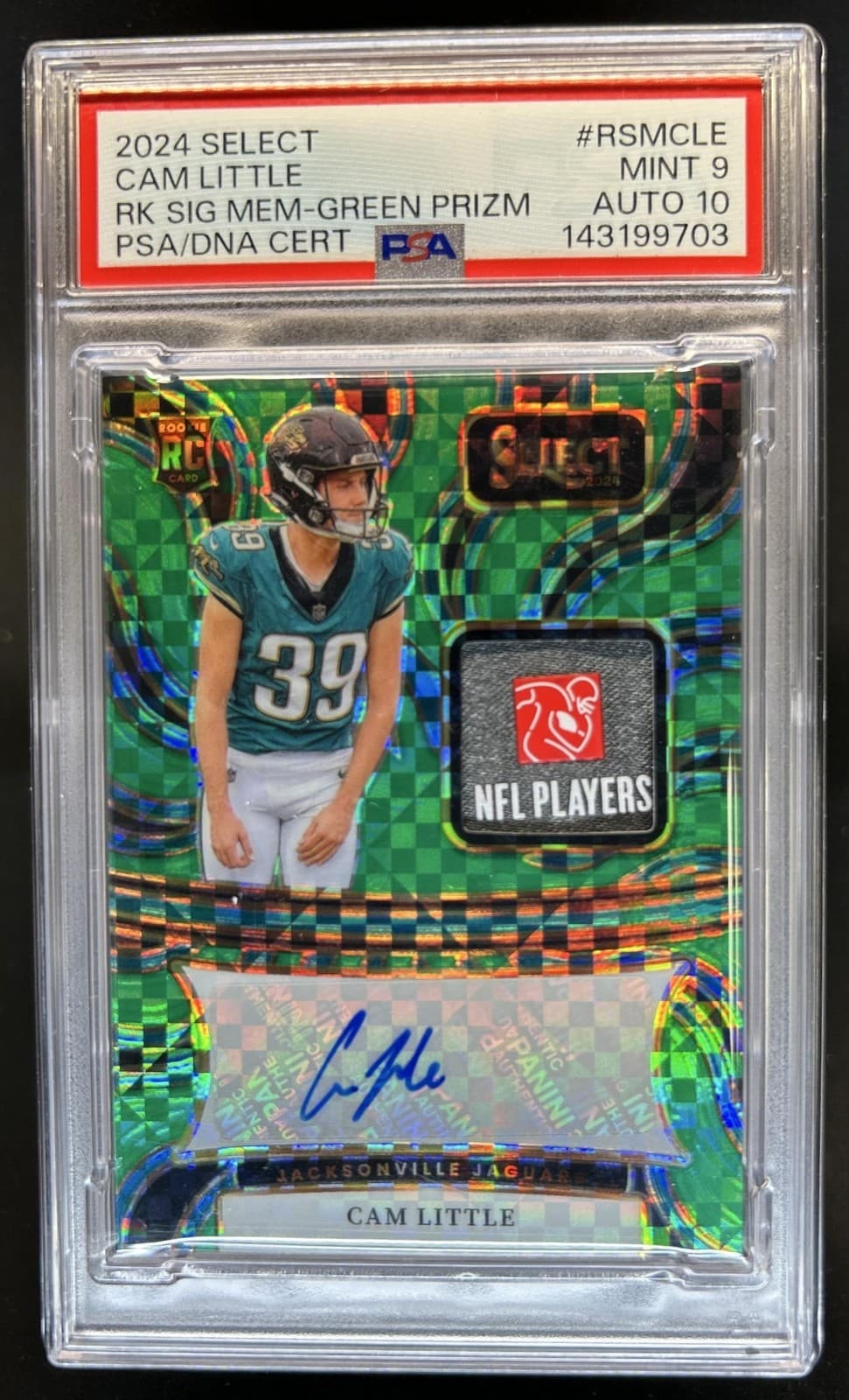 Cam Little Panini Select Rookie Signature Memorabilia #RSMCLE Green Prizm