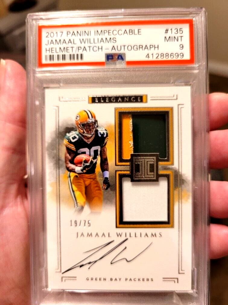 Jamaal Williams Panini Impeccable #135 Helmet/Patch-Autograph