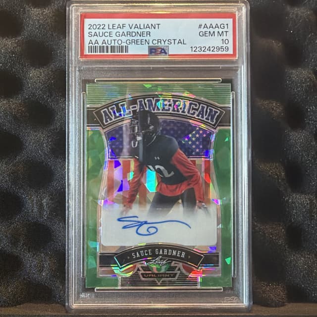 Sauce Gardner Leaf Valiant All-American Autographs #AAAG1 Green Crystal