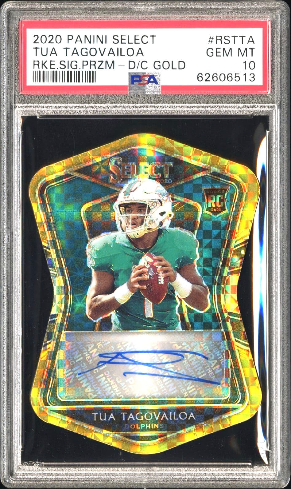 Tua Tagovailoa Panini Select Rookie Signatures #TTA Die-Cut Gold
