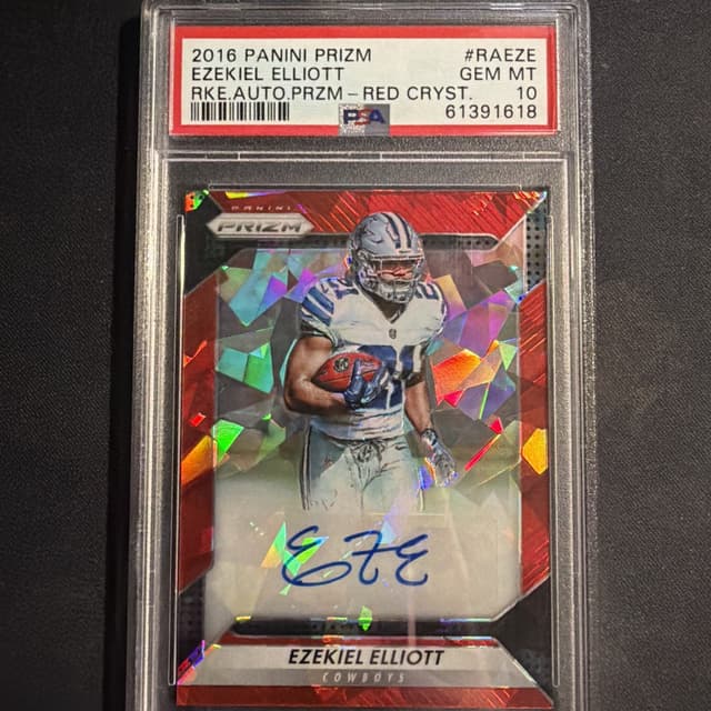 Ezekiel Elliott Panini Prizm Rookie Autograph Prizm #RAEZE Red Crystal