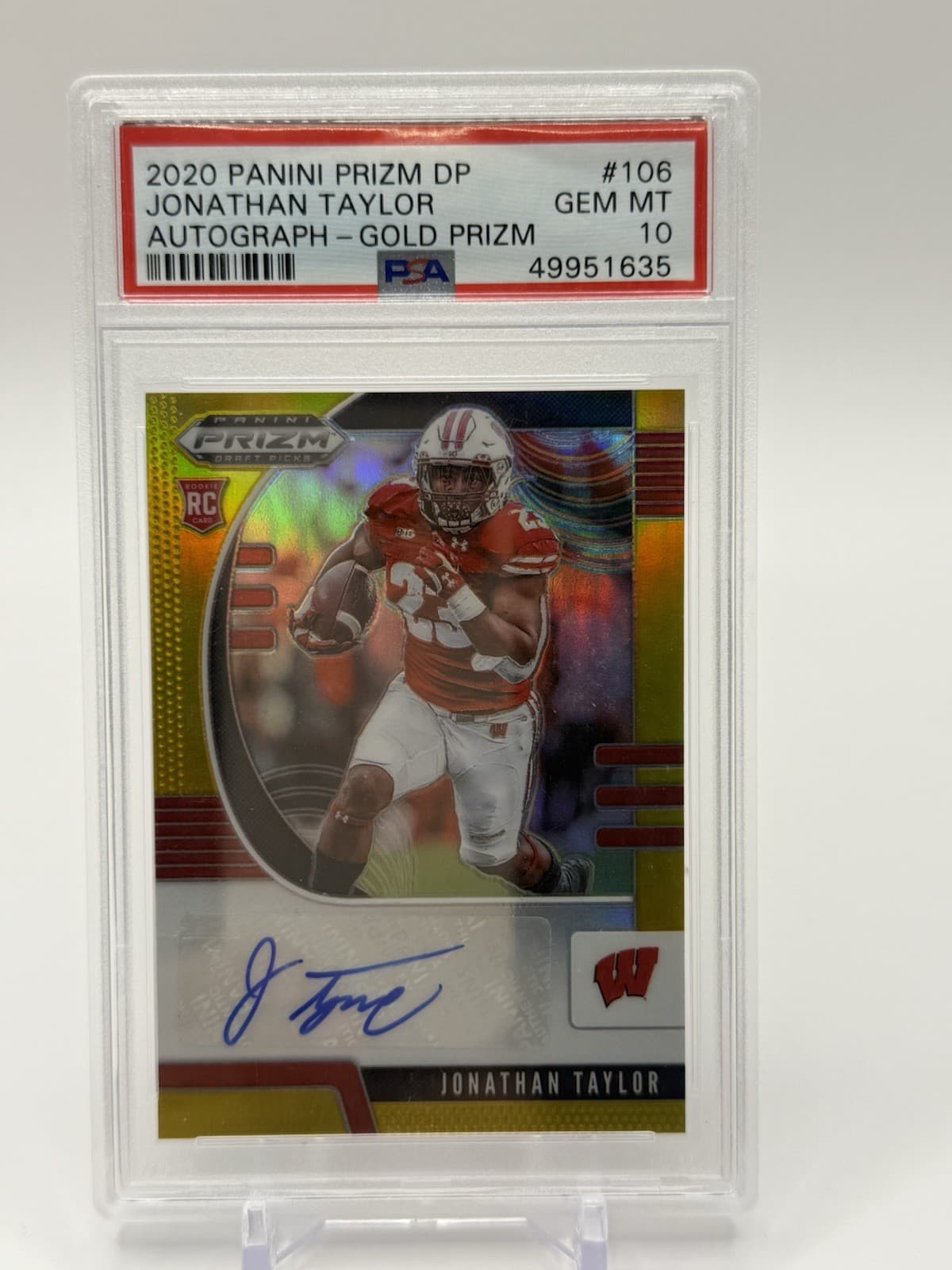 Jonathan Taylor Panini Prizm Draft Picks #106 Autograph-Gold Prizm