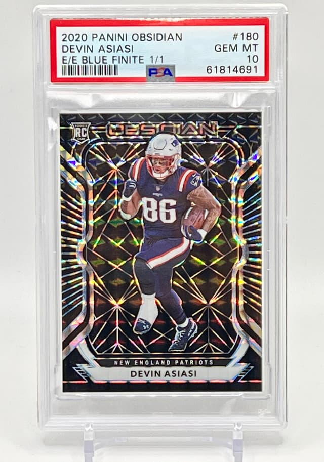 Devin Asiasi Panini Obsidian #180 Electric Etch Blue Finite 1/1