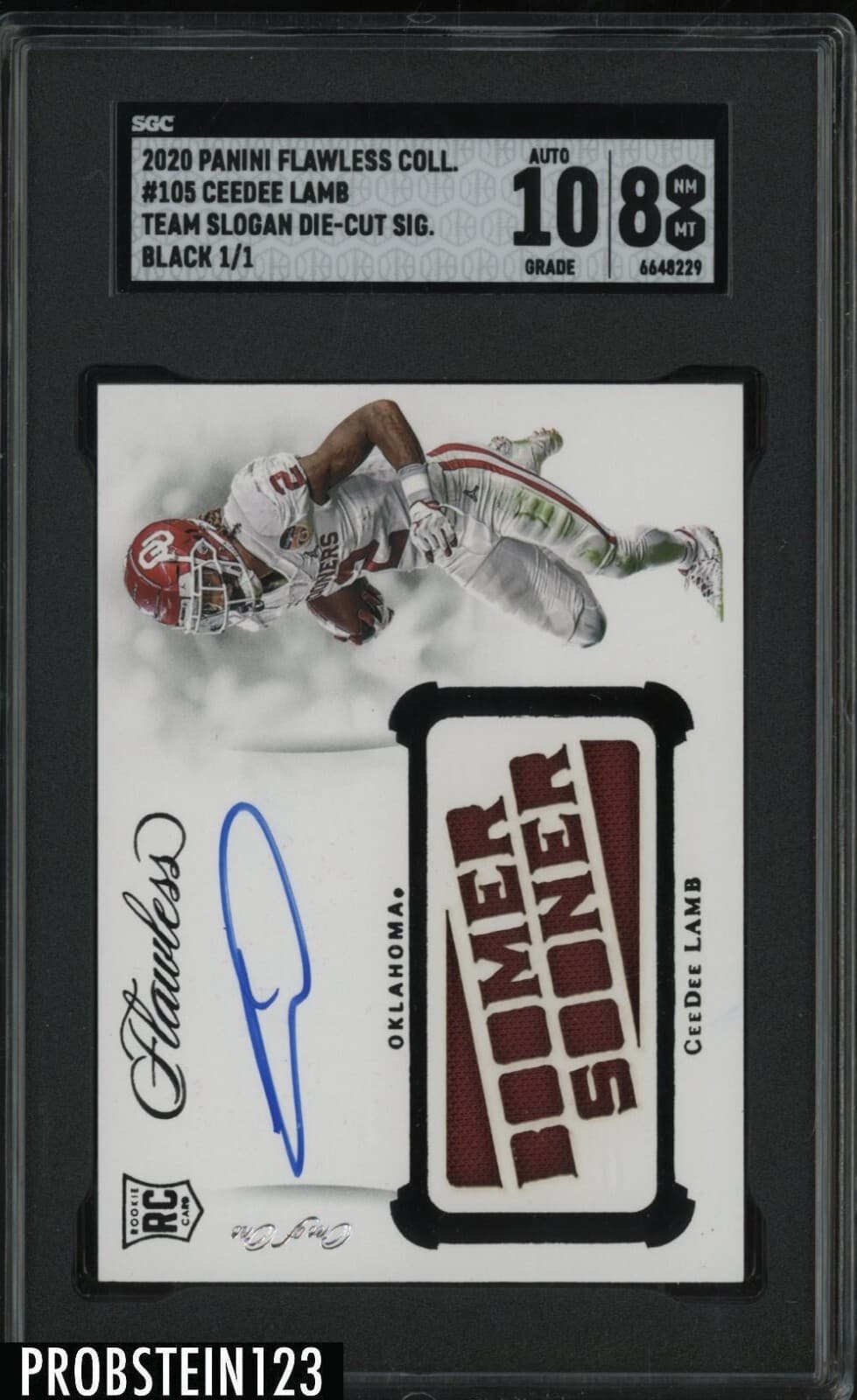 CeeDee Lamb Panini Flawless Collegiate #105 Team Slogan Signature-Gold Die-Cut