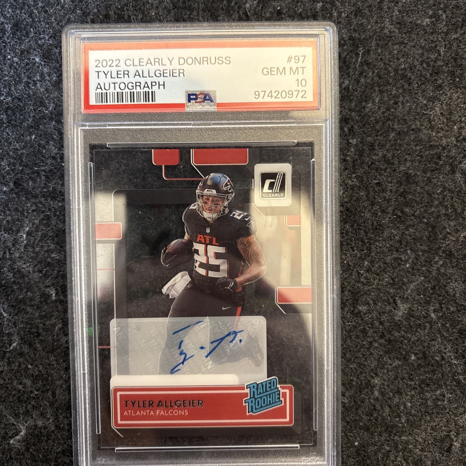 Tyler Allgeier Panini Clearly Donruss #97 Autograph