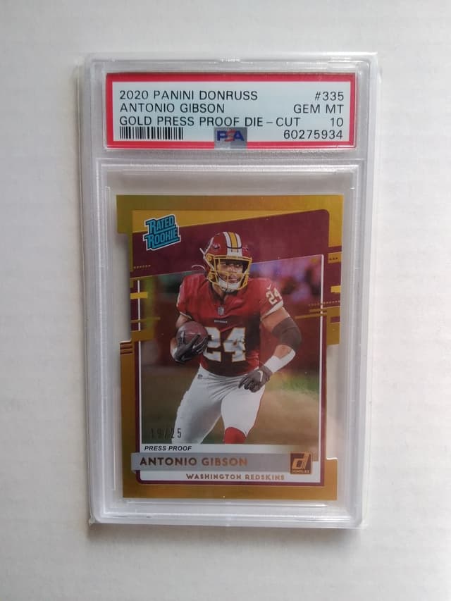 Antonio Gibson Panini Donruss #335 Gold Press Proof Die-Cut