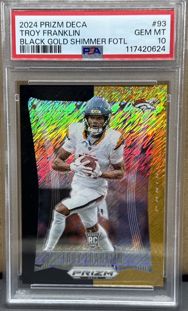 Troy Franklin Panini Prizm Deca #93 Black Gold Shimmer Fotl