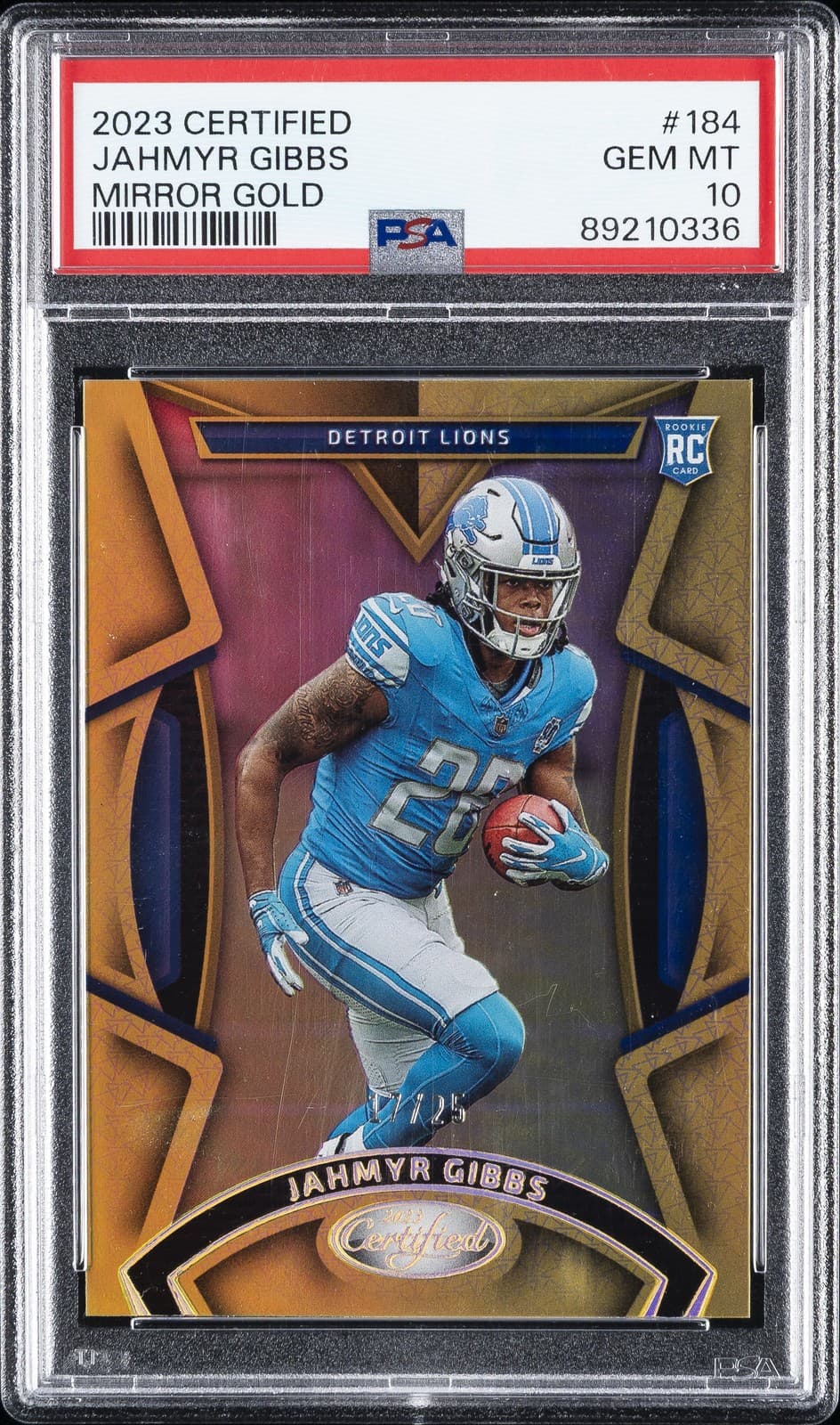 Jahmyr Gibbs Panini Certified #184 Mirror Gold