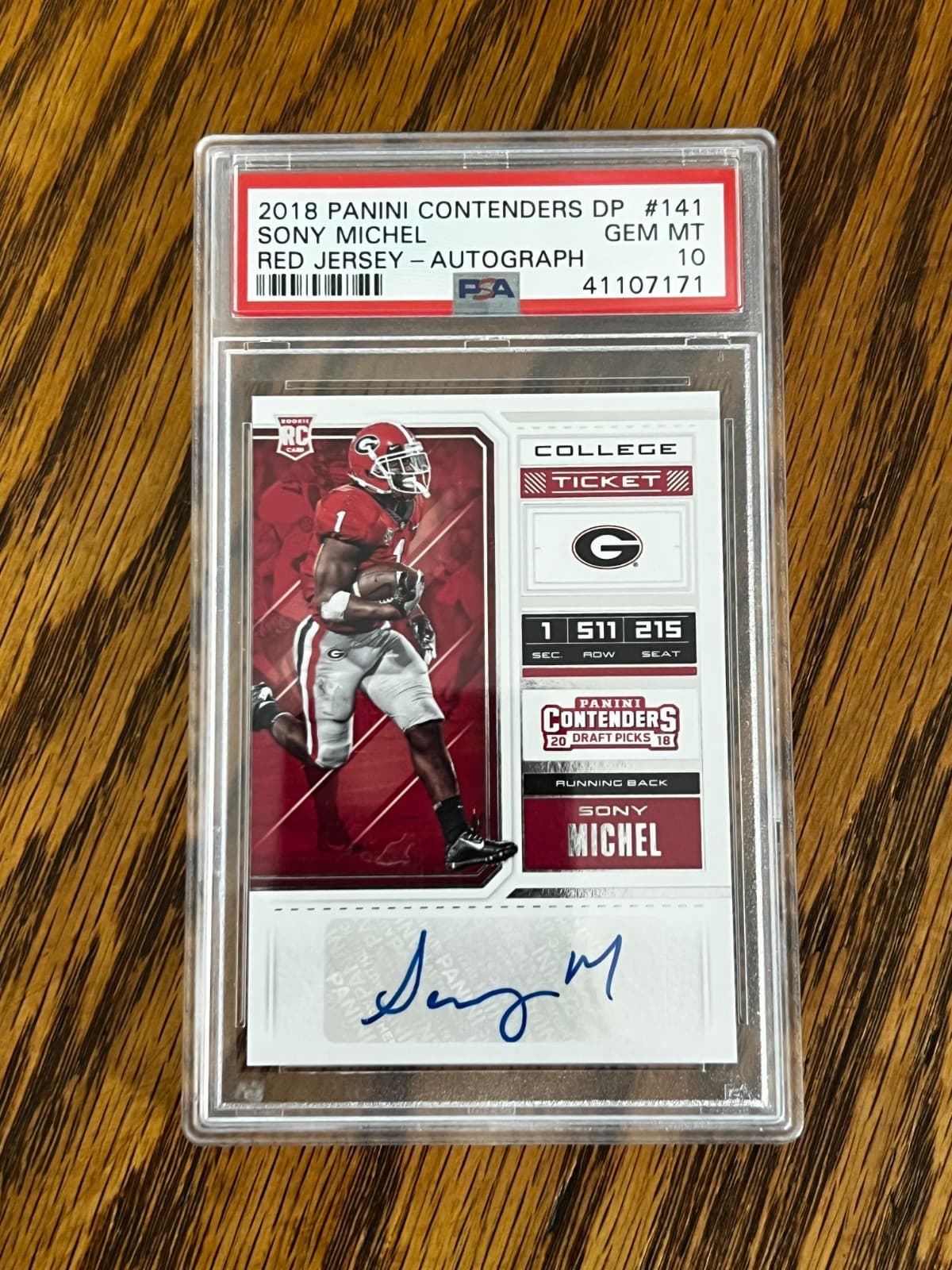 Sony Michel Panini Contenders Draft Picks #141 Red Jersey-Autograph