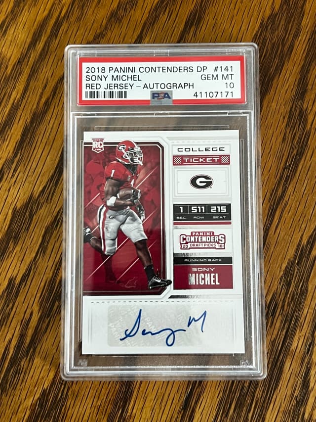 Sony Michel Panini Contenders Draft Picks #141 Red Jersey-Autograph
