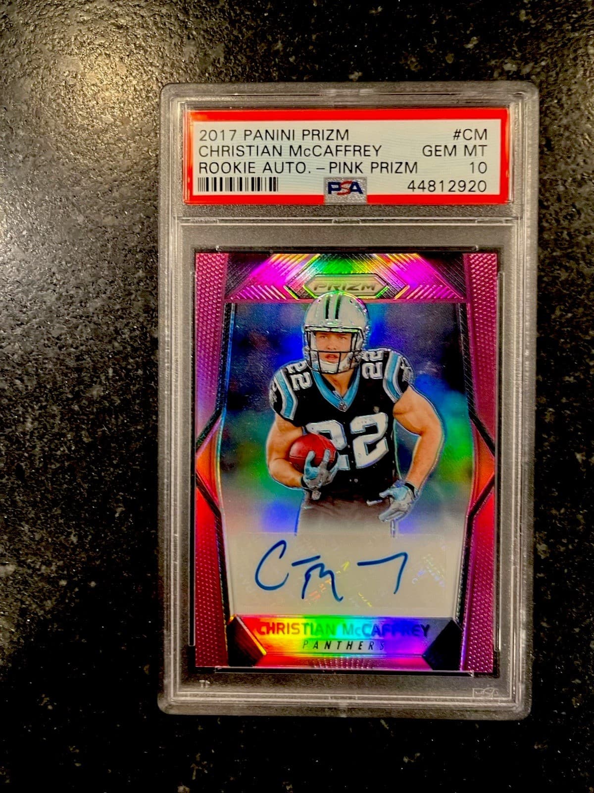 Christian McCaffrey Panini Prizm Rookie Autographs #CM Pink Prizm