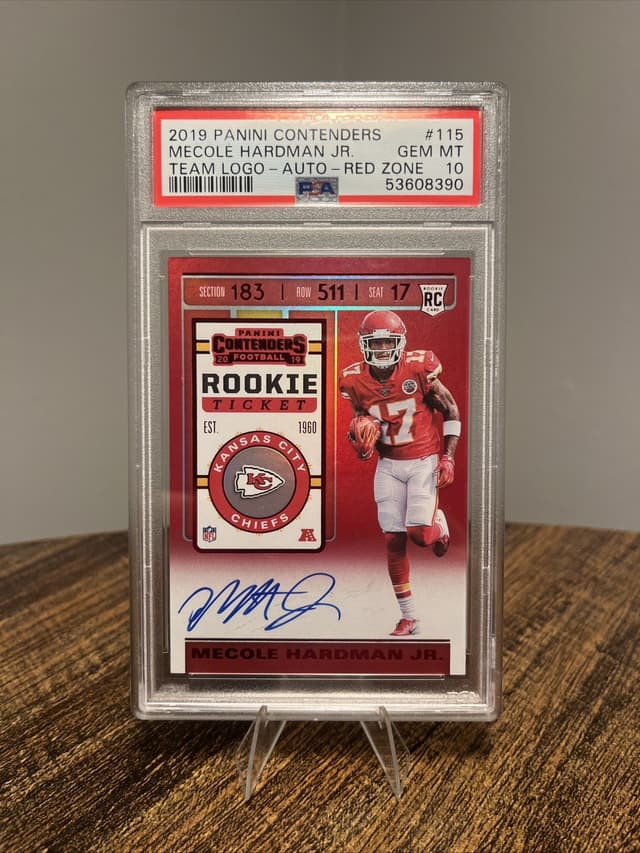 Mecole Hardman Panini Contenders #115 Team Helmet-Autograph-Red Zone