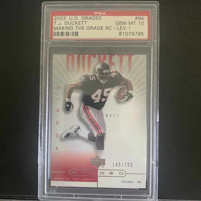 T.J. Duckett Upper Deck Graded #94 Making the Grade RC-Gold