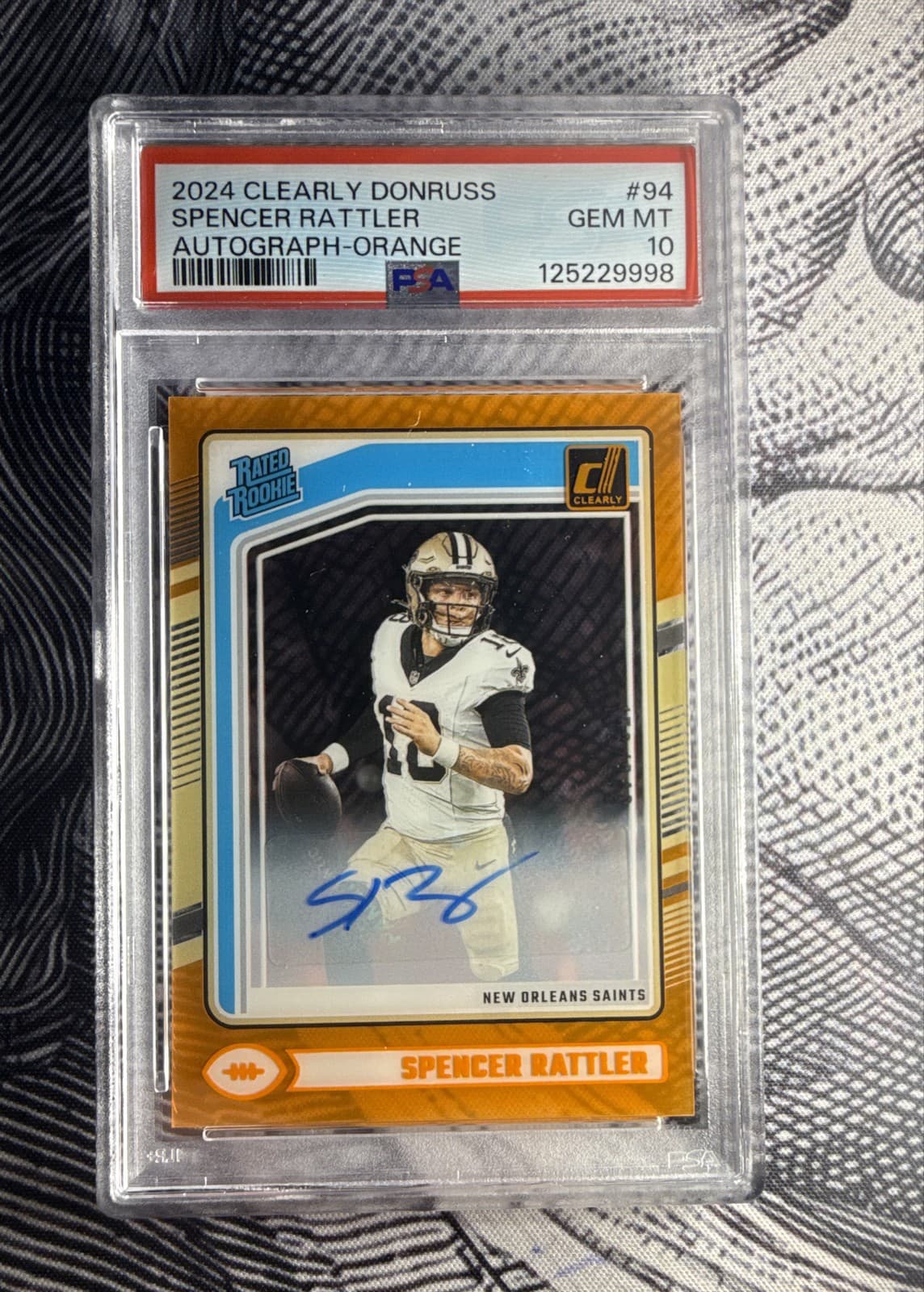 Spencer Rattler Panini Clearly Donruss #94 Autograph-Orange