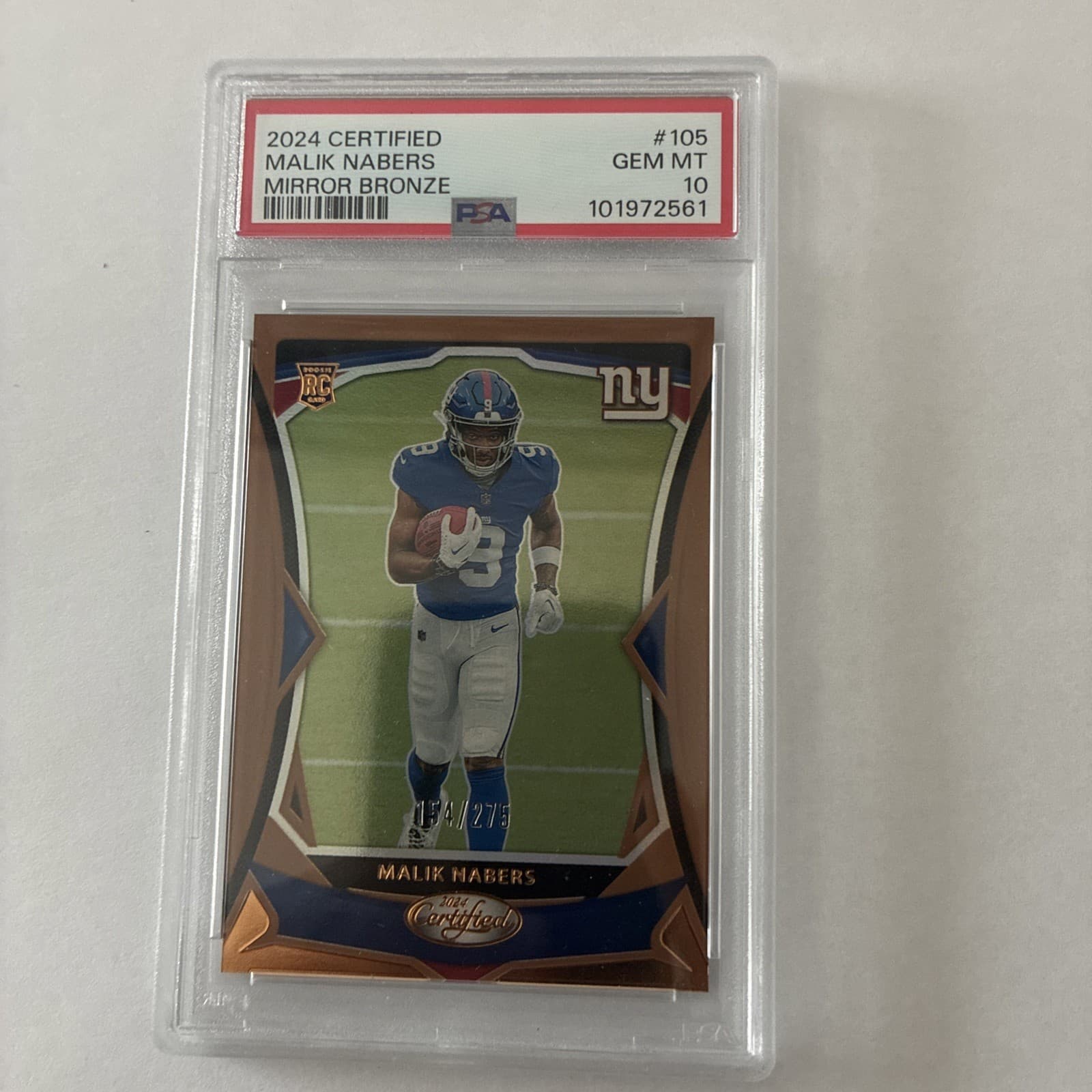 Malik Nabers Panini Certified #105 Mirror Bronze