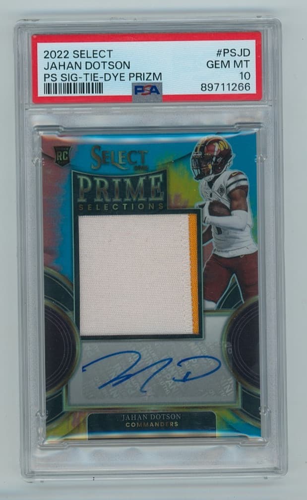 Jahan Dotson Panini Select Prime Selections Signatures #PSJD Tie-Dye Prizm