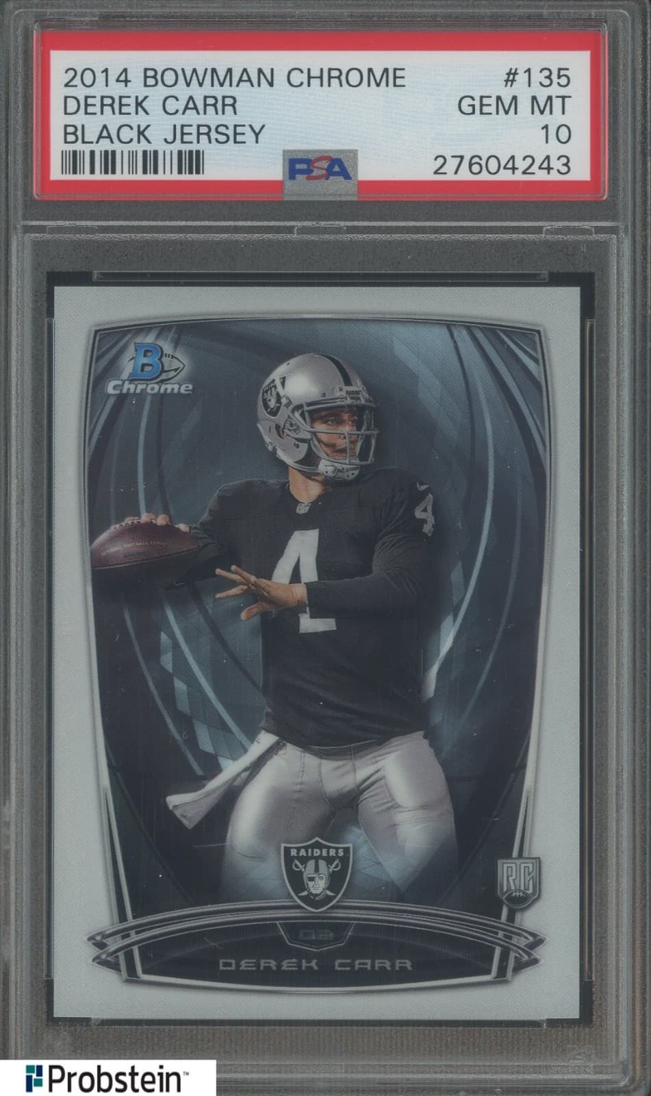 Derek Carr Bowman Chrome #135 Black Jersey